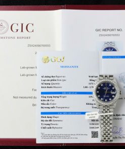 Rolex DateJust Blue Dial Replica Watch Custom Moissanite Diamonds 41mm (2)
