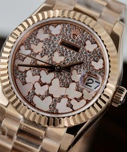 Rolex DateJust Butterfly Dial Best Replica Watch Rose Gold Women 31mm (3)
