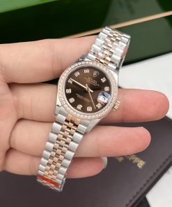 Rolex DateJust Chocolate Dial Diamonds Bezel Replica Women's 31mm (2)