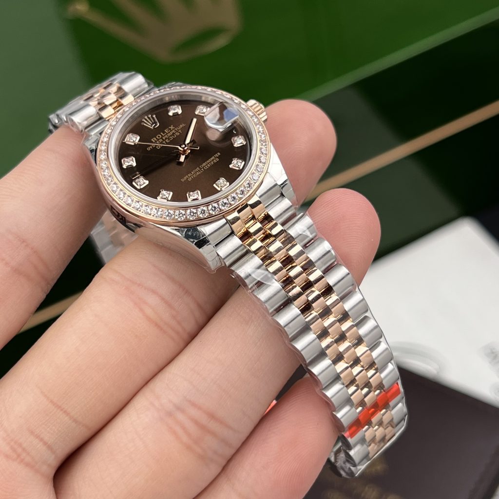 Rolex DateJust Chocolate Dial Diamonds Bezel Replica Women's 31mm (2)