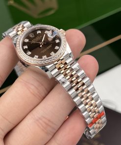 Rolex DateJust Chocolate Dial Diamonds Bezel Replica Women's 31mm (2)