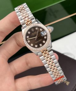 Rolex DateJust Chocolate Dial Diamonds Bezel Replica Women's 31mm (2)