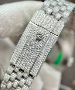 Rolex DateJust Custom Full Diamond Moissanite Best Replica Watch Clean Factory 41mm (2)
