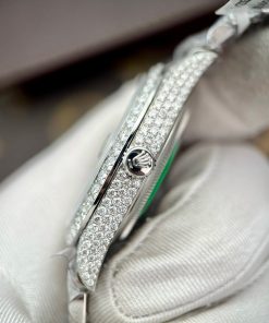 Rolex DateJust Custom Full Diamond Moissanite Best Replica Watch Clean Factory 41mm (2)