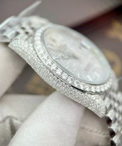 Rolex DateJust Custom Full Diamond Moissanite Best Replica Watch Clean Factory 41mm (1)