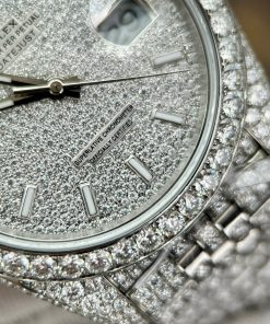 Rolex DateJust Custom Full Diamond Moissanite Best Replica Watch Clean Factory 41mm (1)
