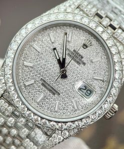 Rolex DateJust Custom Full Diamond Moissanite Best Replica Watch Clean Factory 41mm (1)