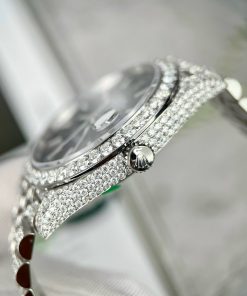Rolex DateJust Custom Moissanite Diamonds Replica Watches Blue Dial 41mm (1)