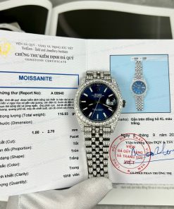 Rolex DateJust Custom Moissanite Diamonds Replica Watches Blue Dial 41mm (1)
