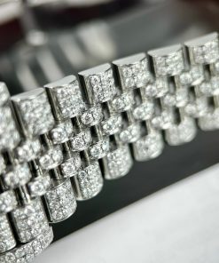 Rolex DateJust Custom Moissanite Diamonds Replica Watches Blue Dial 41mm (1)