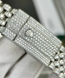 Rolex DateJust Custom Moissanite Diamonds Replica Watches Blue Dial 41mm (1)