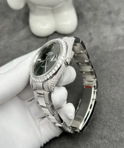 Rolex DateJust Customize Moissanite Diamonds Wimbledon Dial 41mm (1)