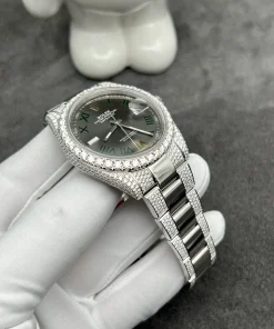 Rolex DateJust Customize Moissanite Diamonds Wimbledon Dial 41mm (1)