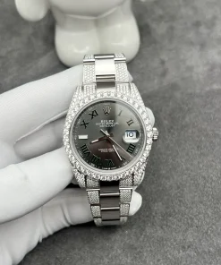 Rolex DateJust Customize Moissanite Diamonds Wimbledon Dial 41mm (1)