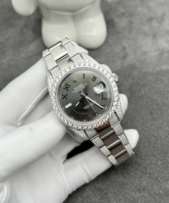 Rolex DateJust Customize Moissanite Diamonds Wimbledon Dial 41mm (1)