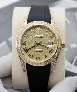Rolex DateJust Customs Bezel CZ Stone Best Replica Watch 41mm (1)