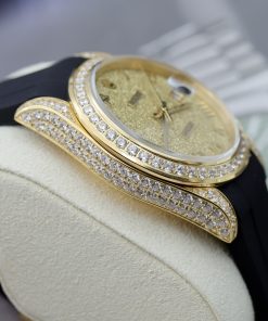 Rolex DateJust Customs Bezel CZ Stone Best Replica Watch 41mm (1)