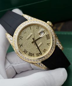 Rolex DateJust Customs Bezel CZ Stone Best Replica Watch 41mm (1)
