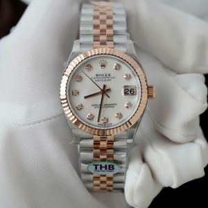 Rolex DateJust Demi Rose Gold Replica 11 Mother-of-Pearl Dial THB Factory 31mm (1)