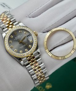 Rolex DateJust Gold Wrapped Customs Bezel Moissanite GM Factory 31mm (1)