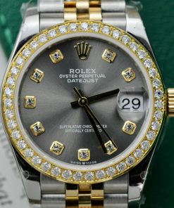 Rolex DateJust Gold Wrapped Customs Bezel Moissanite GM Factory 31mm (1)