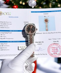 Rolex DateJust Moissanite Diamonds Bezel Chocolate Dial 31mm (3)