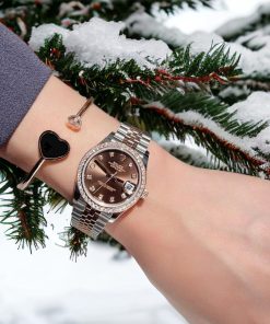 Rolex DateJust Moissanite Diamonds Bezel Chocolate Dial 31mm (3)