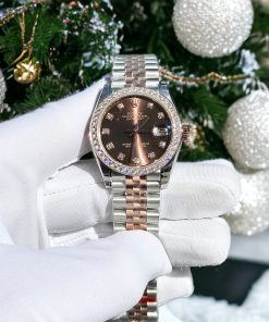 Rolex DateJust Moissanite Diamonds Bezel Chocolate Dial 31mm (3)