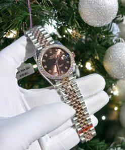 Rolex DateJust Moissanite Diamonds Bezel Chocolate Dial 31mm (3)