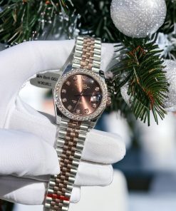 Rolex DateJust Moissanite Diamonds Bezel Chocolate Dial 31mm (3)