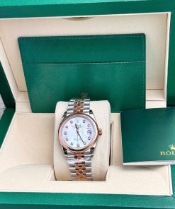 Rolex DateJust Mother Of Pearl Dial Best Replica Demi Rose Gold 31mm (2)