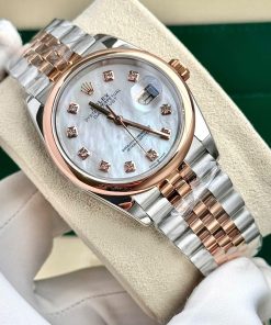 Rolex DateJust Mother Of Pearl Dial Best Replica Demi Rose Gold 31mm (2)