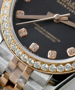 Rolex DateJust Replica 11 Watch Black Dial Custom Moissanite Diamonds 31mm (2)