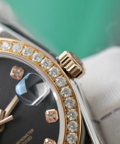 Rolex DateJust Replica 11 Watch Black Dial Custom Moissanite Diamonds 31mm (2)
