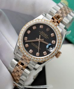 Rolex DateJust Replica 11 Watch Black Dial Custom Moissanite Diamonds 31mm (2)