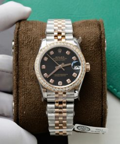 Rolex DateJust Replica 11 Watch Black Dial Custom Moissanite Diamonds 31mm (2)