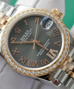 Rolex DateJust Replica 11 Watch Gray Dial Custom Moissanite Diamonds 31mm (2)
