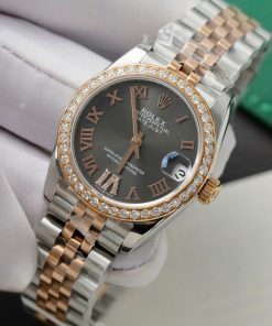 Rolex DateJust Replica 11 Watch Gray Dial Custom Moissanite Diamonds 31mm (2)