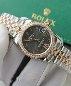 Rolex DateJust Replica 11 Watch Gray Dial Custom Moissanite Diamonds 31mm (2)
