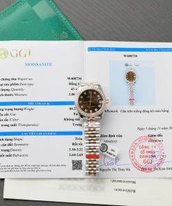 Rolex DateJust Replica Watch Chocolate Dial Custom Moissanite Diamonds 31mm (5)