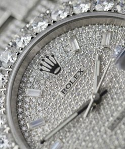 Rolex DateJust Replica Watch Custom Full Moissanite Diamonds 41mm (2)