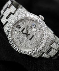 Rolex DateJust Replica Watch Custom Full Moissanite Diamonds 41mm (2)