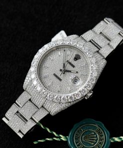 Rolex DateJust Replica Watch Custom Full Moissanite Diamonds 41mm (2)