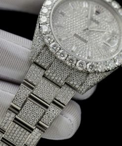 Rolex DateJust Replica Watch Custom Full Moissanite Diamonds 41mm (2)