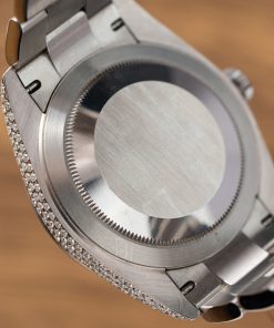 Rolex DateJust Replica Watch Custom Moissanite Diamonds Black Dial 41mm (2)