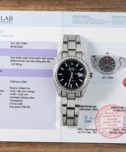 Rolex DateJust Replica Watch Custom Moissanite Diamonds Black Dial 41mm (2)