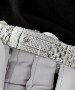 Rolex DateJust Replica Watch Custom Moissanite Diamonds Jubilee Strap 41mm (11)