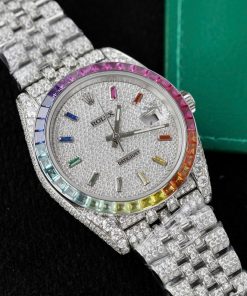 Rolex DateJust Replica Watch Custom Moissanite Diamonds Jubilee Strap 41mm (11)