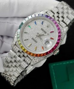 Rolex DateJust Replica Watch Custom Moissanite Diamonds Jubilee Strap 41mm (11)