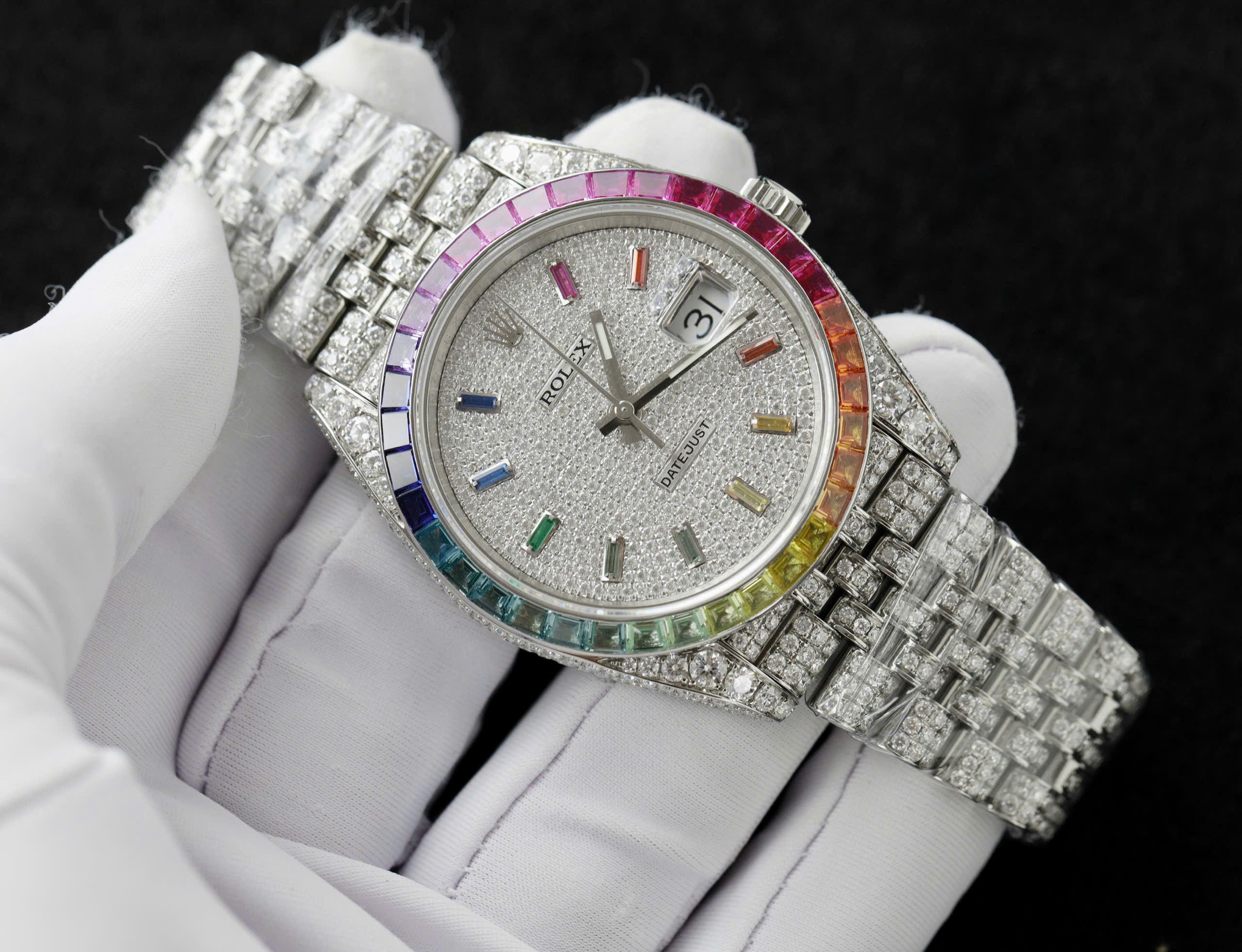 Rolex DateJust Replica Watch Custom Moissanite Diamonds Jubilee Strap 41mm (19) Rolex DateJust Replica Watch Custom Moissanite Diamonds Jubilee Strap 41mm (11)